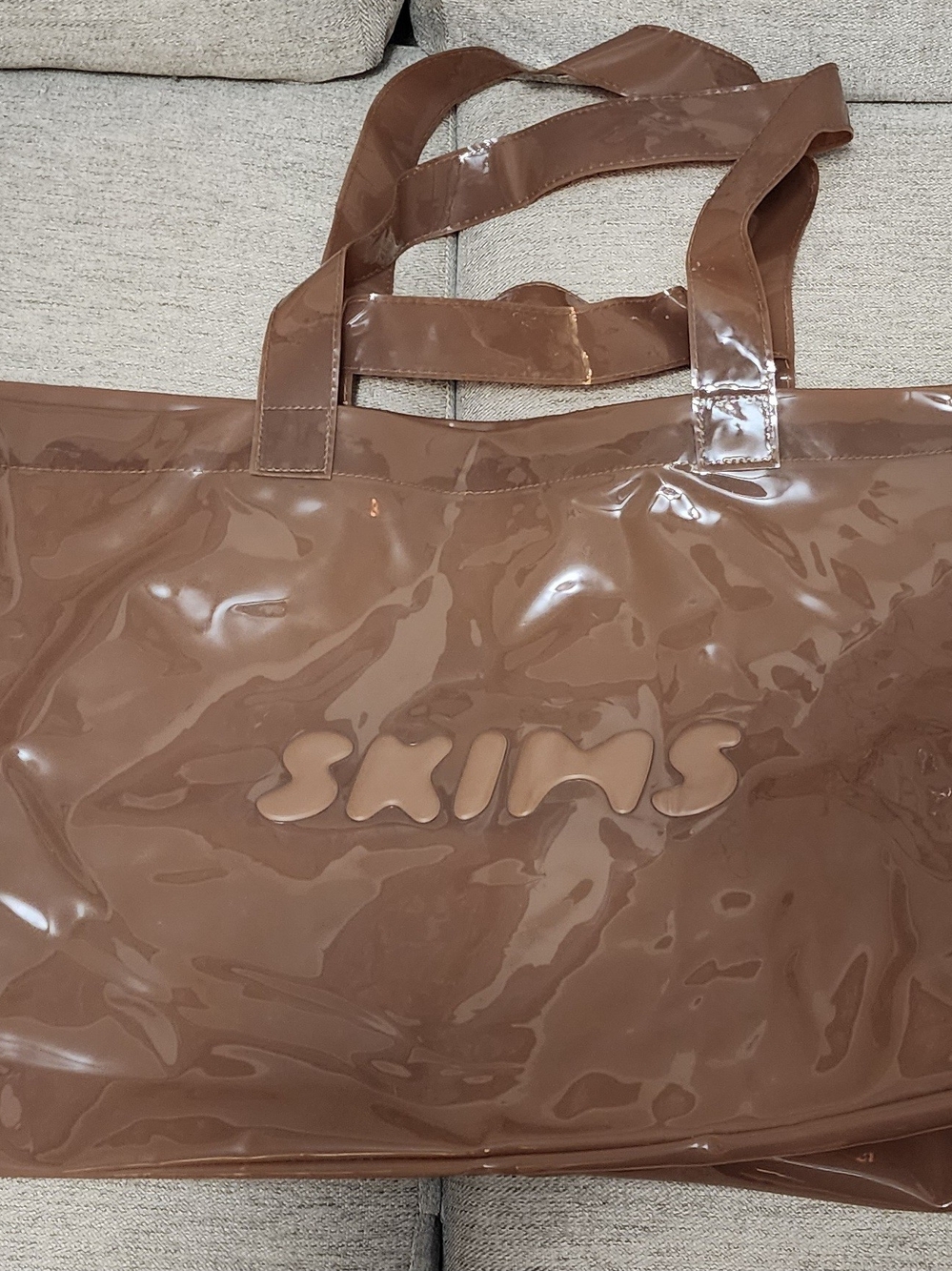 SKIMS Brown Glossy XL Tote Bag
